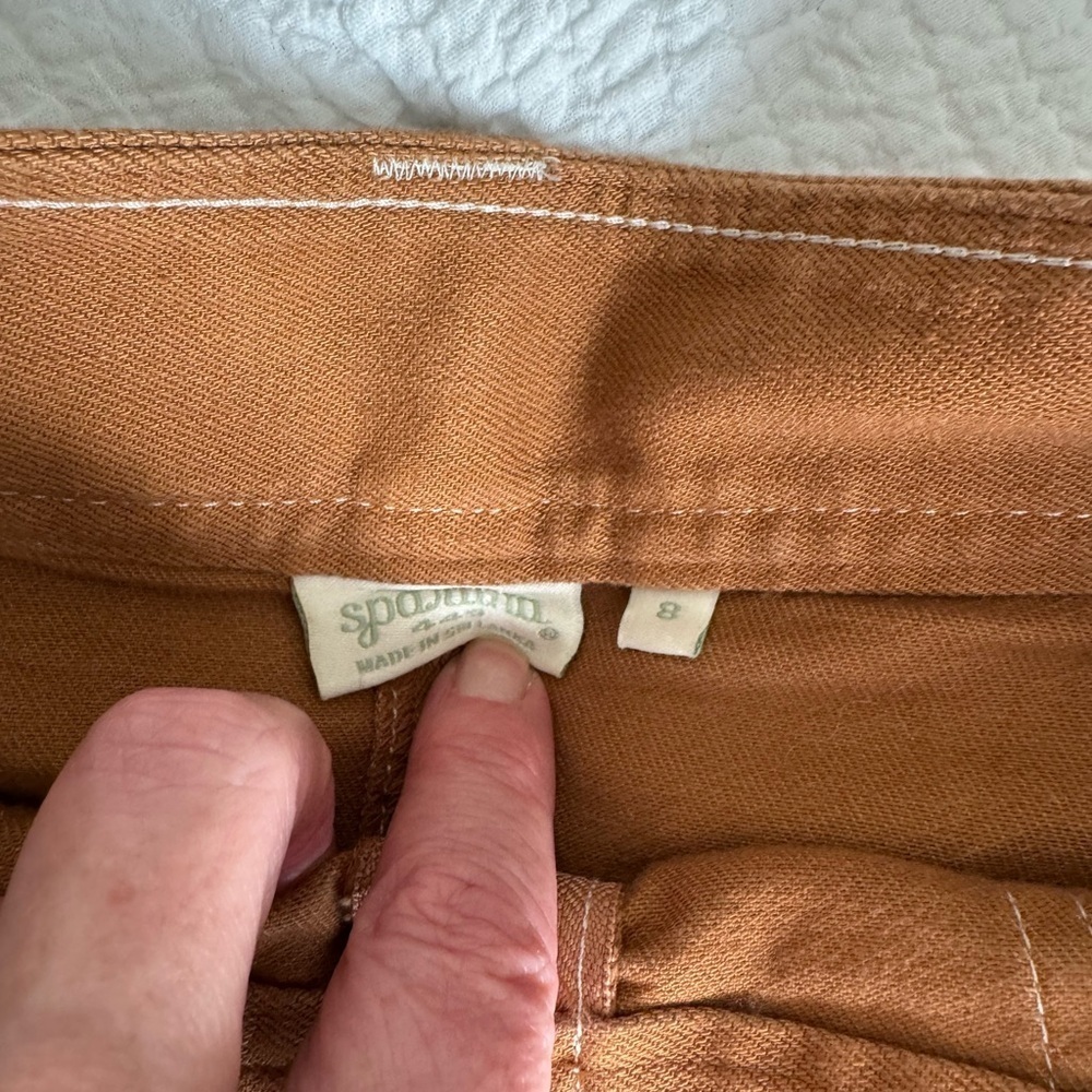 Spartina 449 Brown Zip Front Cotton Stretch Preppy Utility Mini Skirt Fall Sz 8 - Picture 7 of 8